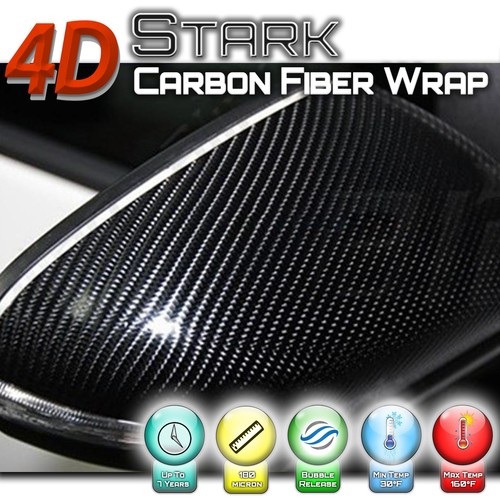 4D Black Carbon Fiber Vinyl Wrap Bubble Free Air Release - 24" x 60" Inch (M) - Picture 2 of 4