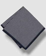 Alfani Men Blue White Houndstooth Silk Pocket Square Handkerchief