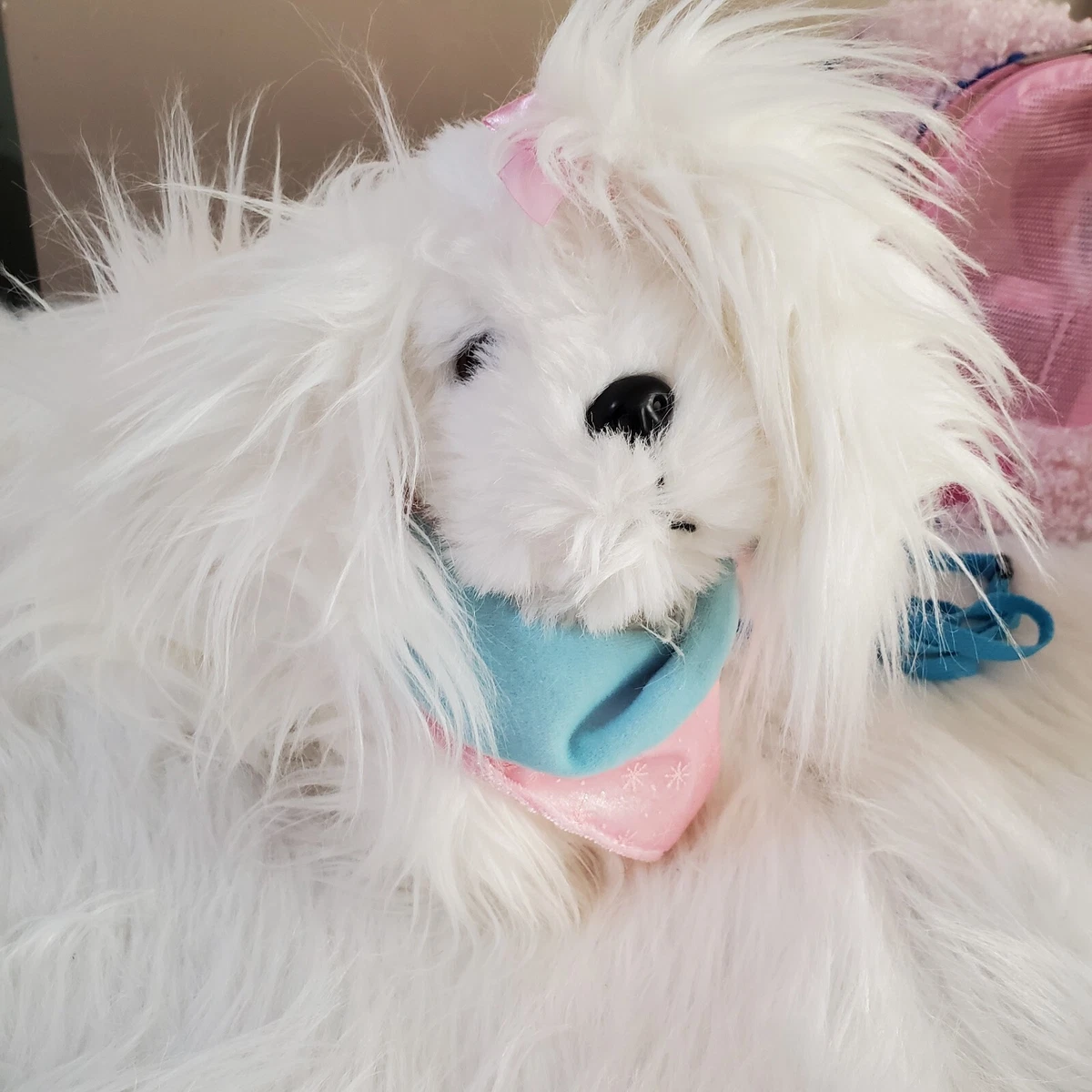 Pucci Pups Maltese Stuffed Dog Puppy With Carrying Case Bag Leash