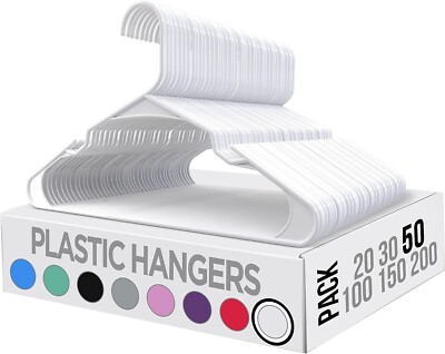 Utopia Home Clothes Hangers 50 Pack - Plastic Hangers Space Saving - Durable Coa
