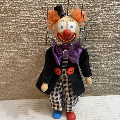 Vintage Happy Clown Puppe Czeck Republic Masek Emil E. Hauptmann Marionette RAR