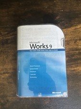 Microsoft Works 9 Windows Software Tool Word Processor Spreadsheet DB W/ Case