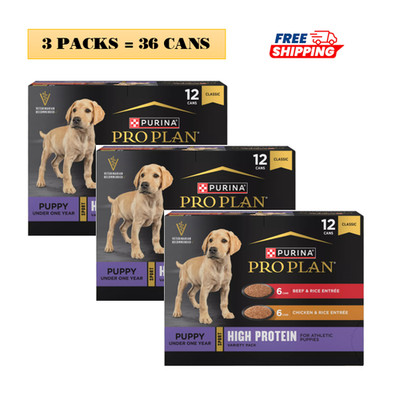 36 Cans/ 3 Pack - Purina Pro Plan Sport Puppy Wet Dog Food - High Protein, 13 Oz