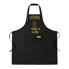 Kitchen 2 Pack Bib Apron Set - Adjustable Straps Front Pocket Stylish " KITCHEN 