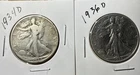 Walking Liberty Silver Half Dollars1934D 1936D Both Coins