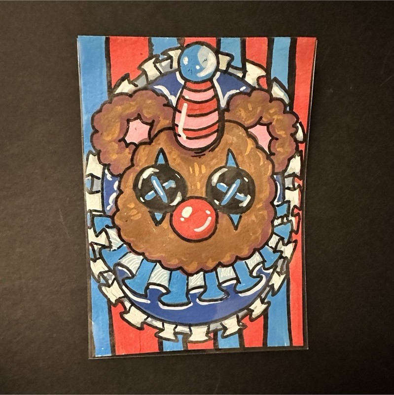 Aceo  “Teddy Clown” Original, Miniature painting , signed by Raven 3.5x2.5in 