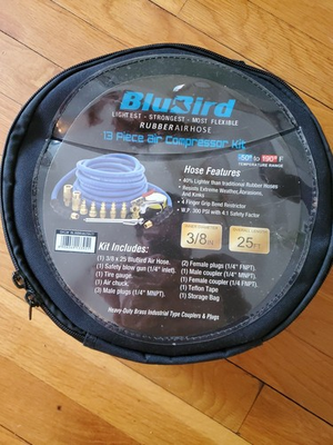 #ad Husky 13 Piece Air Compressor Kit 3 8quot;X 50#x27; Lay Flat Air Hose W Carry Bag NEW $49.95