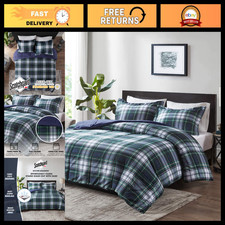 Cozy Navy Plaid Full Queen Comforter Set - 3 Piece Bedding Ensemble, Soft  Styl