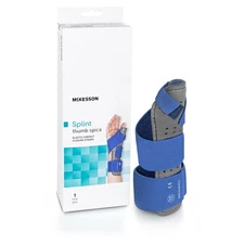 McKesson Hook and Loop Strap Wrist Brace with Thumb Spica for Left Hand