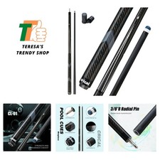 58" Low Deflection Carbon Fiber Billiard Cue - 12.5mm Tip for Precision
