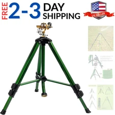 Heavy Duty Brass Lawn Sprinkler 20-35FT Coverage Adjustable Tripod