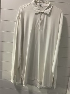 Peter Millar Summer Comfort Mens XL White LS Golf Polo w/ Golf Club Logo