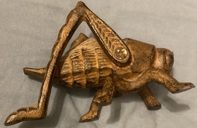 Grasshopper Cricket Locust Insect Brass Art Paperweight Statuette Mcm 4x2x2.5 Vg