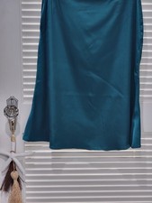 WOMENS NEW FAUX SATIN GREEN SKIRT