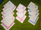 Vintage Pink & Blue Striped White Cotton Napkins Lot Of 14 — photo 1