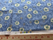 Free Spirit Cotton Fabric by Kimberly Hodges "Sasparilla" Blue and Yellow Fabric