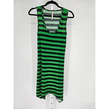 Cristina Love Womens Sz XL Sleeveless Midi Length Dress Black Green Striped
