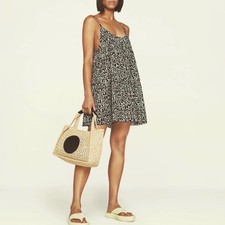 Stella McCartney Graffiti Logo Dress Womens S Black Ivory Streetwear Babydoll