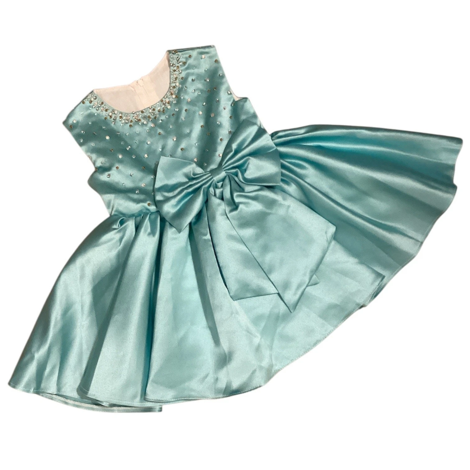Toddler Satin Turquoise Beaded Dress Size 2T-4T
Opens in a new window or tab