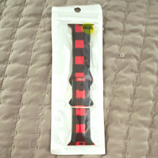 Black/Red Silicone Two-Piece Band Strap for Apple Watch 38mm 40mm Unisex