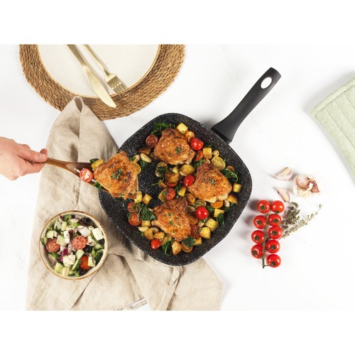 Salter Griddle Pan Non-Stick 28cm Megastone Collection Forged Aluminium Silver - Picture 6 of 9