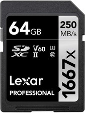 Image of Lexar Professional 1667X SD Card 64GB, SDXC UHS-II Memory Card, up to 250Mb