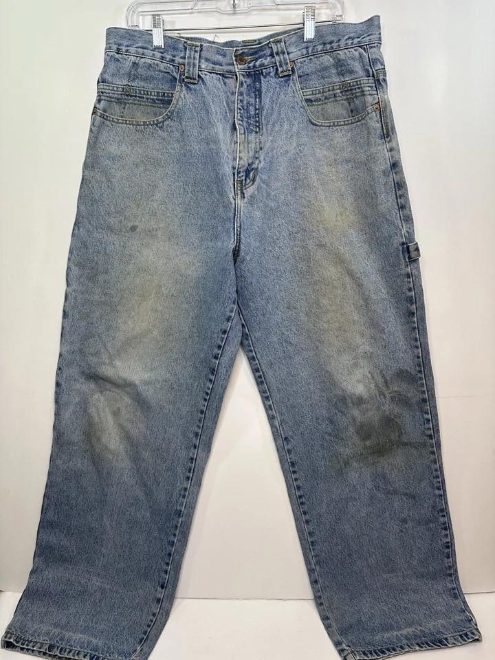 Rare Vintage Request Jeans Carpenter Denim Pants Blue 36x30 Made in Hong Kong - Image 3 of 4