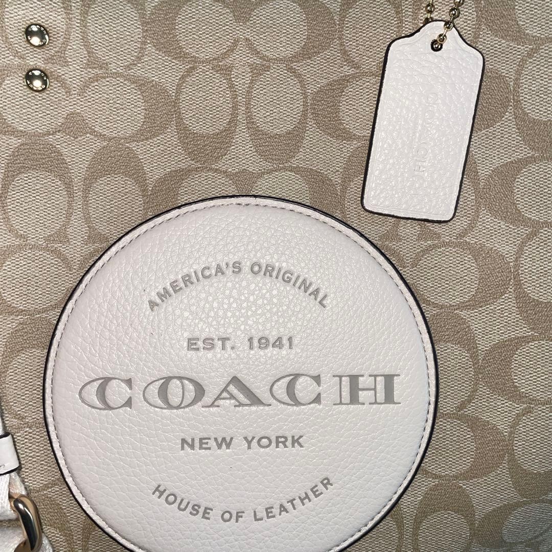 COACH Dempsey 40 Shoulder Bag 2way Leather Tote Bag Beige White  Authentic thumbnail 23