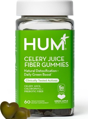 HUM Celery Juice Fiber Gummies The First Prebiotic Celery Juice Gummy, Supports