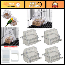 Lot of 4 Clear Transparent Bird Cage Feeding  Watering Cups for Birds