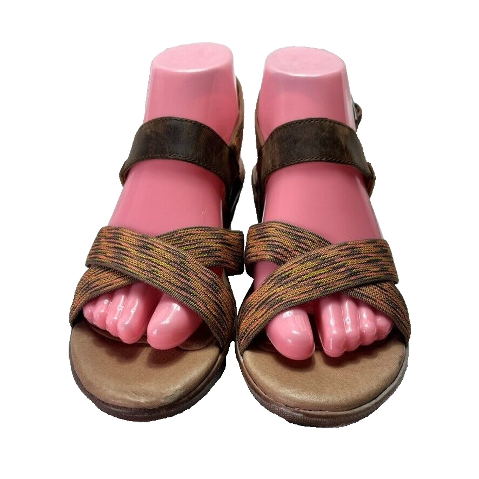 Sandali Keen donna taglia 7 zeppa skyline marrone corallo arancione tessuto pelle