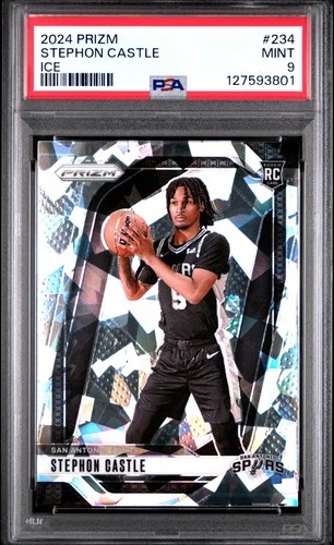 127593801 Stephon Castle 2024 Panini Prizm #234 Silver Rookie RC PSA 9Opens in a new window or tab