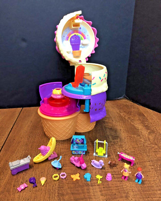 Polly Pocket Spin  N Surprise Playground Ice Cream Cone 2 Dolls INCOMPLETE