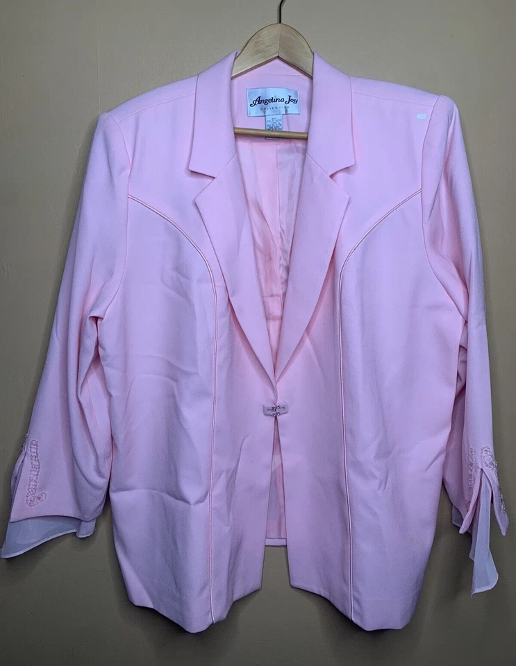 Chaqueta Blazer Angelina Joy Para Mujer Talla 26W Pecho Único Rosa Manga Larga Foto 4 de 4