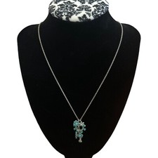 Pilgrim Danish Design Vintage Flower  Gem Necklace 16  Silver Tone Chain