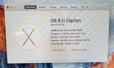 Apple MacBook Pro 13-inch July 2009 2.26GHz Intel Core 2 Duo Apple MacBook Pro 13-inch July 2009 2.26GHz Intel Core 2 Duo
