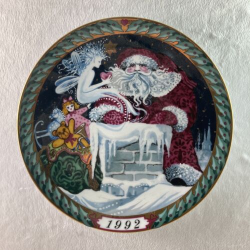 SANTA ON THE ROOF Plate Santa Claus Collection 1992 Bing & Grondahl Christmas - Picture 1 of 6