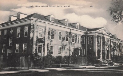 Bath Iron Works ME Maine Navy Shipyard Contractor Builder Vtg Postcard D65
