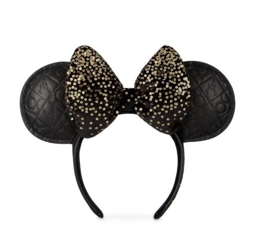Walt Disney World 50th Anniversary Black Minnie Mouse Ear Leather Headband - Picture 1 of 5