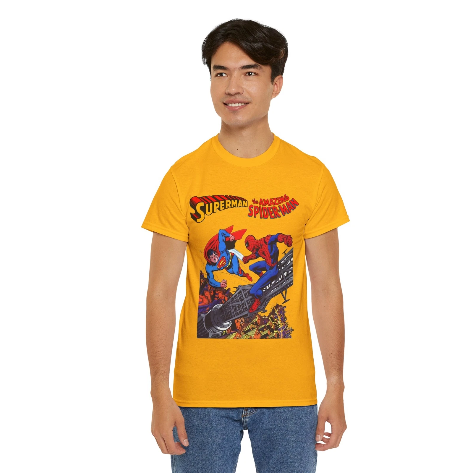 Superman & Amazing Spider-Man T-Shirt - DC/Marvel Comics Crossover - 1970s