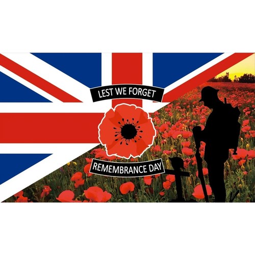 8ft 5ft 3ft Lest We Forget Poppy Army Navy RAF Soldier Remembrance Flag Flags - Picture 29 of 44