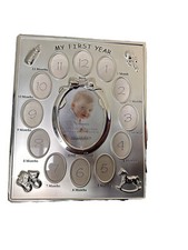 Babys First Year Aar nBrothers Picture Frame Metal Milestone Tabletop Collage .