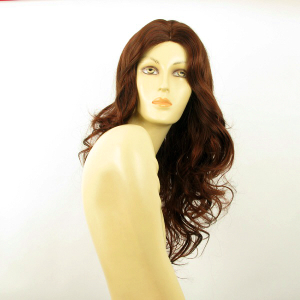 Perruque femme longue bouclée châtain foncé cuivré CHARLETTE 322 cheveux volumineux