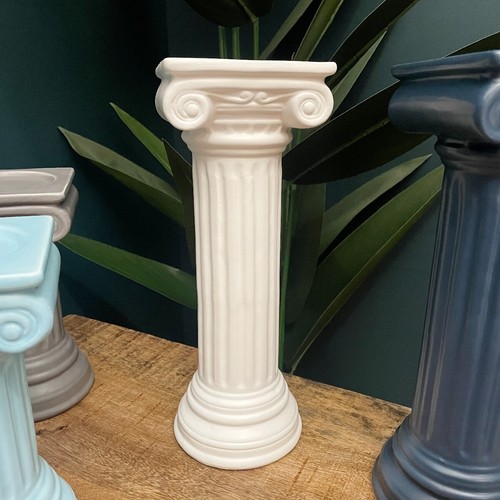 Large White Ionic Column Candle Holder Ceramic - 31cm Plinth - Picture 4 of 5