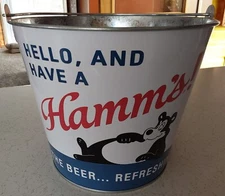 HELLO, AND HAVE A HAMM'S! NOS ICE BUCKET/PAIL W/BEAR Nice!