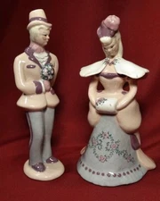 1950s Kay Finch Studio California Art Pottery Man Lady Courting Couple Figurines