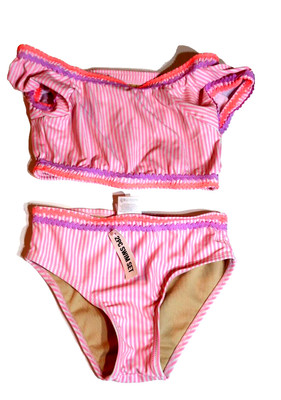 Shade Critters Girl's pink Stripe Swim Suit Set Pink 2 piece Size 4T