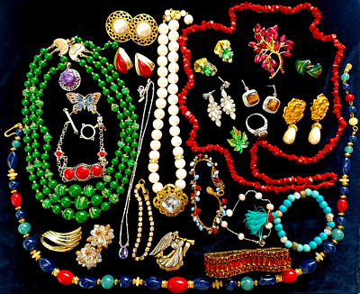 Vintage & couple recent jewelry mixed lot Danecraft, J.Crew, Lucky Brand, Avon++