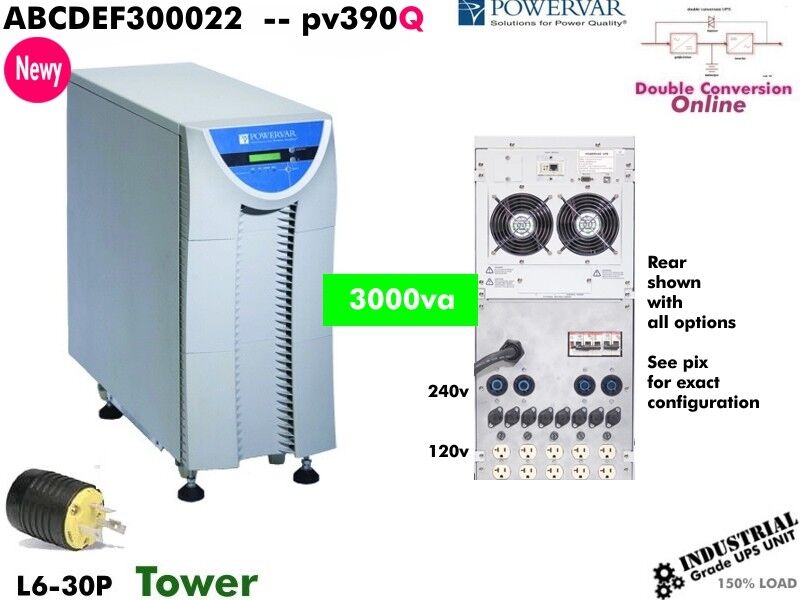 pv390Q~ Powervar Security Plus Medical UPS 120/208/240v ABCDEF3000-22 #Newy