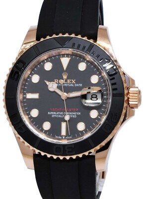 Rolex Yacht-Master 40 18k Rose Gold Oysterflex Black Dial Mens
